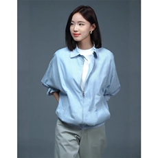 WE2003-P64欧若风蓝白条纹翻领外套，女装短外套，电商B323A