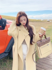 韩系温柔风双面羊毛大衣女冬季2025年新款高级感气质长款毛呢外套，女装双面呢大衣，艾米莉亚