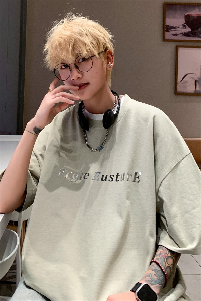 ！2025夏季新款男士纯棉短袖T恤宽松半袖T2408特P25控38,男装T恤,电商B220