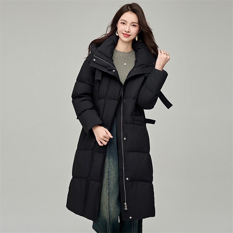 羽绒服女冬季2024新款长款时尚通勤百搭保暖鸭绒舒适外套,女装羽绒服,阿舍尔精品