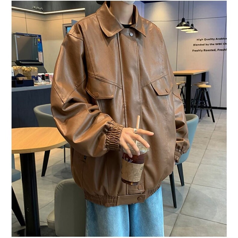 Y1015-P72高级感翻领外套男春秋潮牌痞帅工装夹克,男装夹克,电商B323A