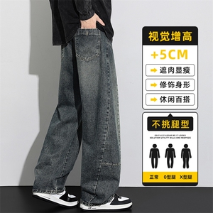 美式复古蓝弯刀牛仔裤男款秋季潮牌痞帅宽松直筒阔腿裤Z2566-P50图片