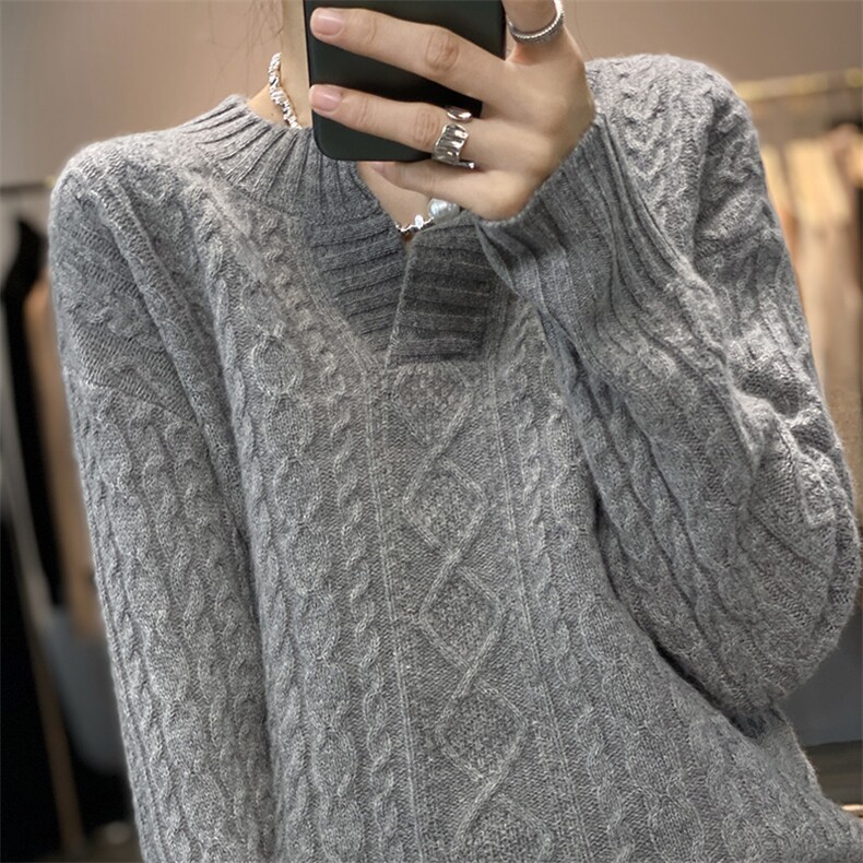 小开领新款秋冬季针织衫羊毛衫女2024年秋季，女装羊毛衫，琳尚羊绒