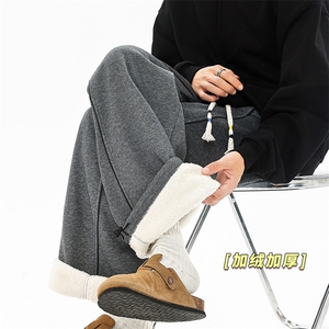 加绒加厚休闲裤冬季新品宽松阔腿运动保暖长裤D52147-TP5598,瑜伽裤搭配什么内裤图片