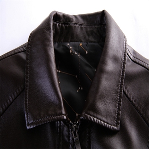 秋季新款男加绒皮衣爸爸装中年翻领皮夹克中年外套男MY1828-P155图片