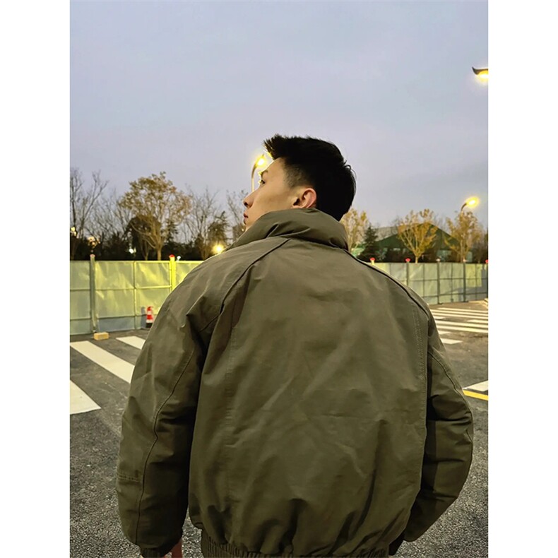 现货美式高街休闲棉衣夹克三防立领纯色户外工装加厚棉服外套,男装夹克,电商A486
