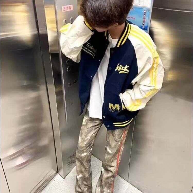 美式复古棒球服男新款潮宽松撞色拼接外套JK883-P64,女装短外套,星座208-5