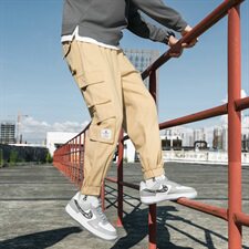 2021春秋季新款休闲裤男韩版宽松小脚裤九分裤纯棉工装裤DS885T，男装休闲裤，电商A102