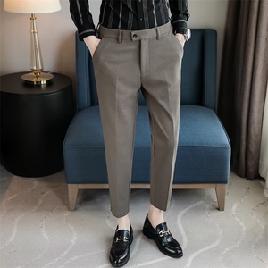 西裤男春秋商务正装九分休闲西装裤韩版潮流高级感毛呢长裤子KM91图片