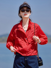 2026夏季新款韩版时尚休闲连帽防晒衣女宽松显瘦短款外套薄款上衣，女装短外套，靓衣阁