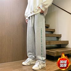 秋季木地板新款男休闲裤百搭直筒裤港风宽松加绒卫裤K3219H-P45，男装休闲裤，星座717