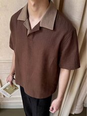 翻领短袖polo衫男潮牌夏季t恤韩版修身潮流2025新款百搭体恤上衣，男装T恤，四季星座505