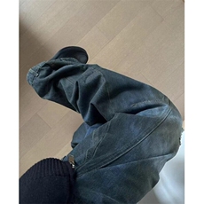 复古水洗做旧脏染破洞牛仔裤男女宽松阔腿裤拖地弯刀长裤NC1720，男装牛仔裤，星座1116A（原606A-3）
