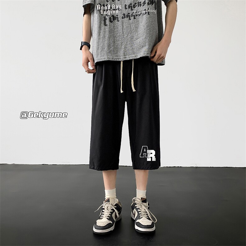 冰丝七分裤男大码速干短裤男五分裤黑地板风格QK72369-P25,男装休闲裤,电商A040