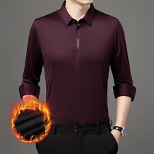 衬衫男长袖商务季厚款加绒衬衣男士内搭中年寸衫XX21411-1-P110,男装衬衫,电商B212（原钱塘6029）