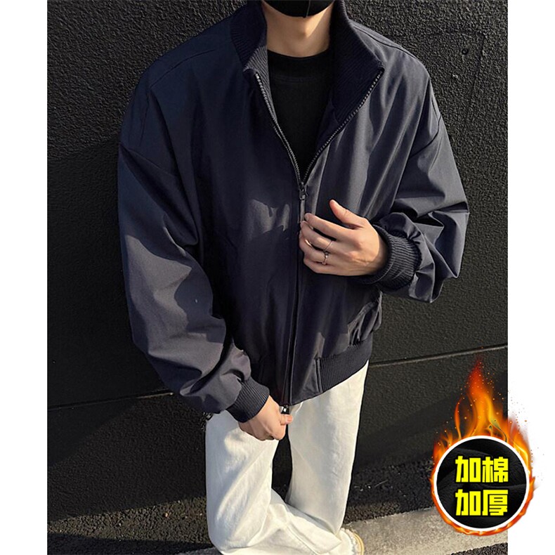 棉衣5W件现货冬季美拉德立领飞行夹克廓形高街棒球服加棉加厚外套，男装夹克，电商A486