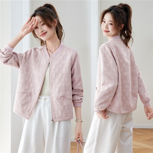 2026年春季棒球领轻薄刺绣格纹棒球服短外套棒球服上衣图片