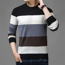 BJ72132钱塘2020-2中青年男士时尚休闲帅气条纹针织衫毛衣P54，男装针织衫/毛衣，钱塘207-2