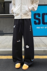 360g高克重曼巴棉腊肠小狗英文刺绣大码弯刀裤男K24037特P50控98，男装休闲裤，电商A001-1