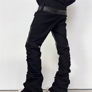 水洗做旧cleanfit牛仔裤男微喇弯刀vibe显瘦黑色裤子AM3194 P75图片