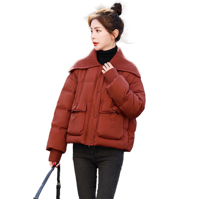 羽绒服女短款冬季2023新款休闲时尚小个子白鸭绒大翻领厚外套现货,女装羽绒服,一安秀