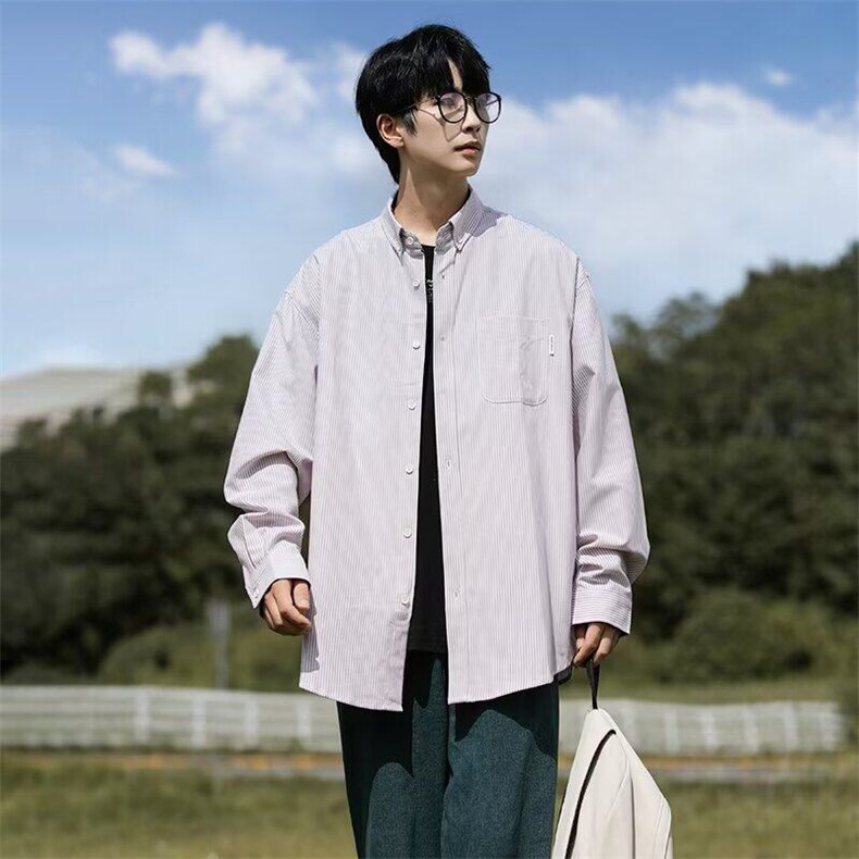 条纹衬衫男春季潮牌学院风长袖衬衣cityboy翻领工装外套C3024,男装衬衫,星座1116A-1（原606A）