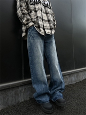 美式高街潮牌设计感牛仔裤男cleanfit宽松直筒裤JN009-P4868，男装牛仔裤，星座1008-1