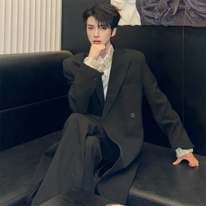 （）黑色长款西装外套西服大衣2811-P125(夹棉28112-p140)图片