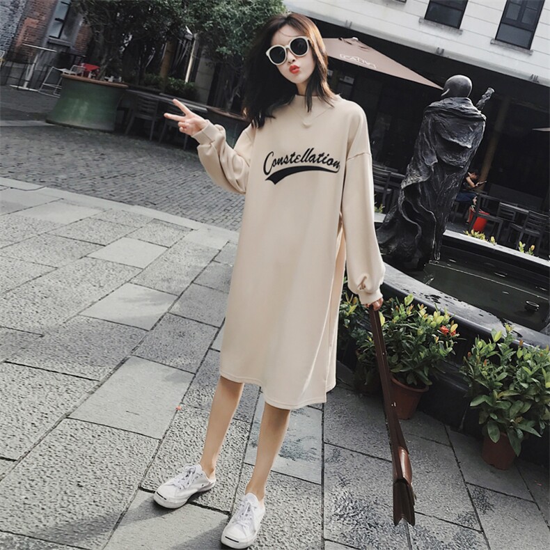 现货8511B-W252021春秋季新款中长款卫衣女,女装连衣裙,惟卡贝娜