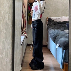 黑色微喇叭牛仔裤女年新款低腰显瘦小个子拖地马蹄裤子N556，男装牛仔裤，星座1116A（原606A-3）