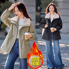 现货秒发2025冬装新款韩版休闲加厚保暖大翻领派克服棉衣棉服外套，女装派克服，星宇服饰
