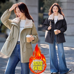 现货秒发2025冬装新款韩版休闲加厚保暖大翻领派克服棉衣棉服外套图片