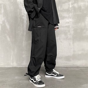 2021秋季新港风大码男宽松直筒阔腿抽绳束脚休闲裤九分裤K262-P50图片