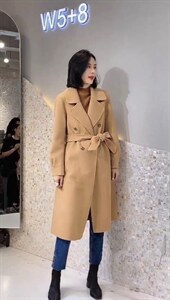 2021秋冬新款时尚西装领四粒扣系腰带长款百分百羊毛双面呢外,女装西装,L·H·X