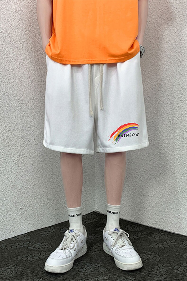 HD74064-P22华夫格短裤男大码宽松五分裤男直筒中裤,男装休闲裤,电商A040