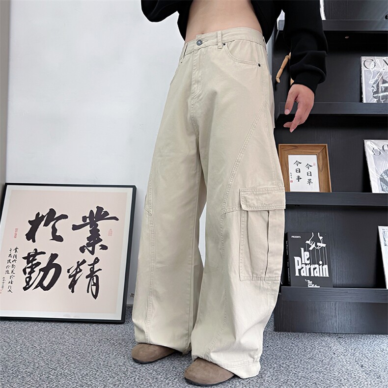 CK11/P88控118秋季中性风美式复古松弛百搭显腿长弯刀工装裤绿首,男装工装外套,星座305B-1