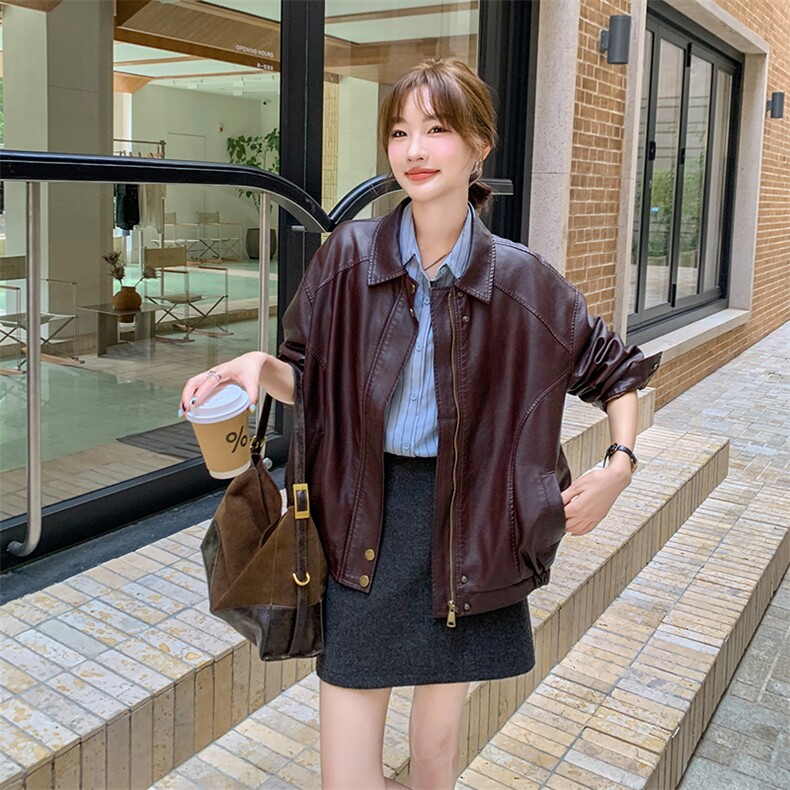 【现货已出】新增黄色~短款皮衣外套女W331p145k198,女装皮衣,2C209