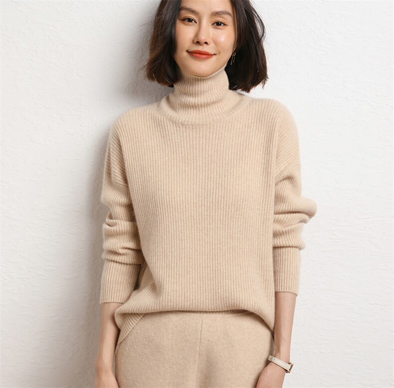 秋冬新款半高领山羊绒衫女羊绒打底衫简约套头毛衣图片
