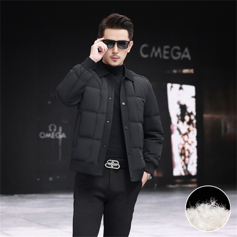 新标90绒针织休闲羽绒服外套男士时尚休闲轻薄羽绒服夹克图片