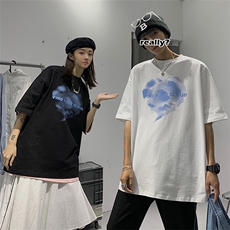 情侣装2023夏装新款百搭宽松印花圆领短袖T恤女D135P30女类，女装T恤，电商A335-1（原A458）