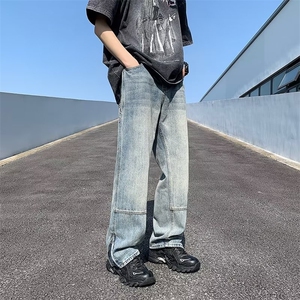 潮流ins百搭牛仔裤气质夏季潮男青春流行中腰长裤时尚日系图片