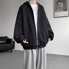 8XL-M500克潮牌百搭卫衣男美式情侣连帽撞色休闲廓形外套WY33P68，女装短外套，电商D206-1