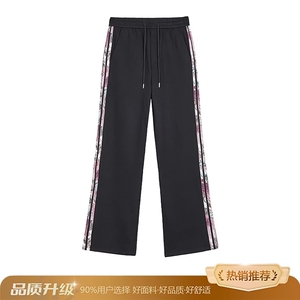 网络图，三条杠青少年休闲直筒宽松阔腿运动卫裤XZ302B-1-X21P38,加绒宽松束脚裤搭配什么外套图片