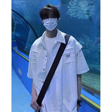 短袖衬衫男夏季薄款设计痞帅风半袖发型师小众褶皱衬衣CT261，男装T恤，星座1116A（原606A-3）