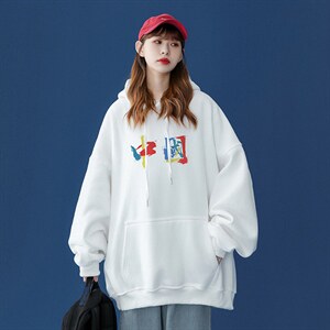 中性 秋季潮流印花上衣宽松连帽卫衣 W231  P35控58加绒P45图片