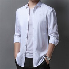 春秋季长袖纯色商务衬衫男休闲潮流百搭中青年男衬衣XY2230-P68，男装衬衫，星座1105-3