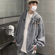 美式复古设计感针织连帽外套男女小众早春慵懒卫衣MY283-P71，男装卫衣，星座1109-3