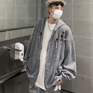 美式复古设计感针织连帽外套男女小众早春慵懒卫衣MY283-P71图片