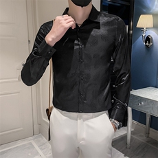 301A-1/C18/P55高级感男士暗花纹提花长袖衬衫男休闲痞帅上衣，男装衬衫，星座301A-1