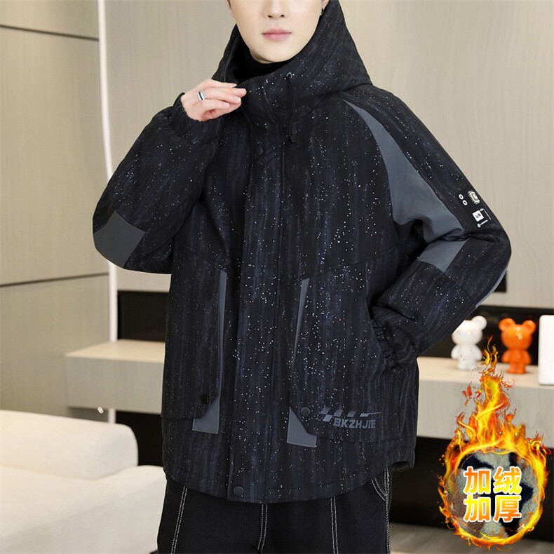 秋冬男式加绒加厚夹克男时尚派克服加厚棉衣男外套MY8650-P93图片
